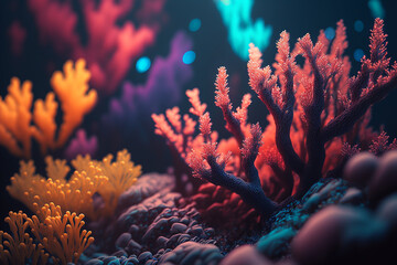 Beautiful Corals colorful, Close up view of coral reef, Wallpaper graphic design  background