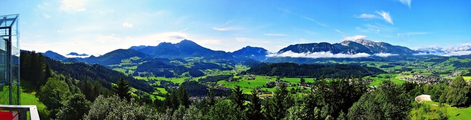 Fototapeta na wymiar Austrian Alps - panoramic view of the Haller Mauern mountains from the panoramic Wurbauerkogel tower near Windischgarsten