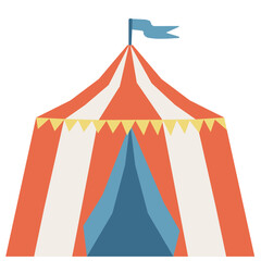 Circus tent vector illustration in flat color design