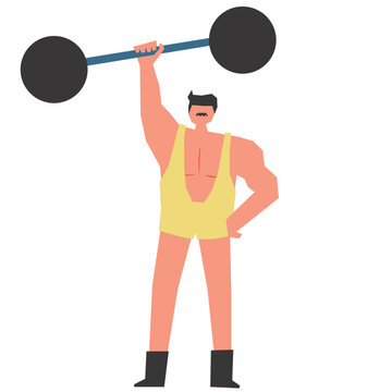 Strongman vector illustration in flat color design