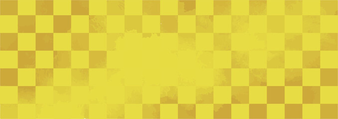 金色の市松模様の背景素材　横長