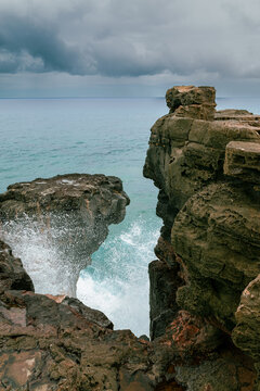 The weeping rock (frech name is La roche qui pleure) is a splendid geological formation in south Mauritius. Close to Souillac town on Gris Gris beach.