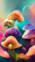 Abstract flower with colorful waves camouflage mushroom background