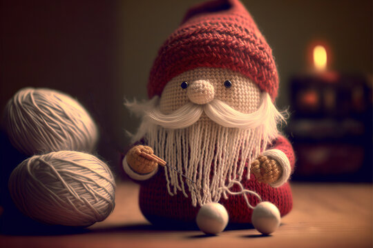 Adorable Christmas Santa knit holiday toy