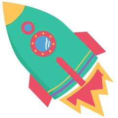 Rocket illustration in flat color design