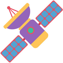 Satellite illustration in flat color design