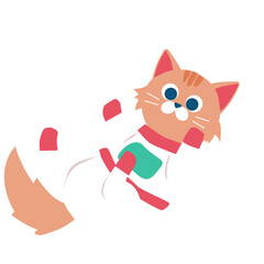 Cat with space suit illustration in flat color design