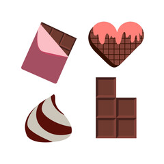 Chocolate bars, World Chocolate Day. Dark chocolate, as a gift. Vector illustration for template design