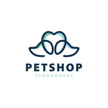 Twin Dogs and Heart for Petshop Logo Design