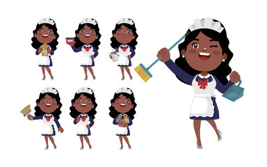 Naklejka premium Set of cleaner with different poses