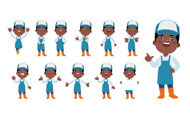 Set of cleaner with different poses