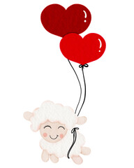 Watercolor cute sheep cartoon design character 