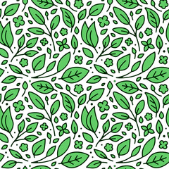 Fototapeta premium Seamless pattern with green leaves