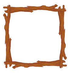 Wood branch frame isolated on white