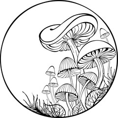 Naklejka premium Mushrooms in Circle