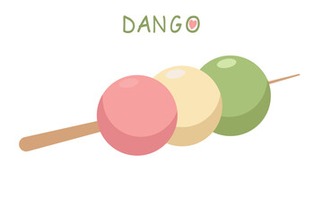 Dango Japanese traditional dessert isolated on white. Hanami Dango. Japanese Dango dessert vector