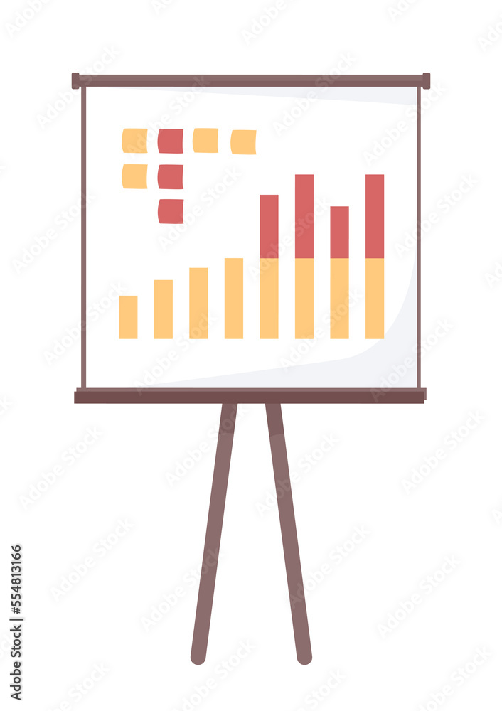 Poster board with analytic infographic semi flat color vector object. editable element. full sized item on 