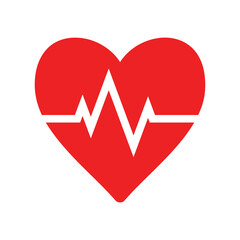 Heartbeat line in heart design vector flat isolated illustration