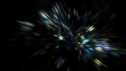 Abstract colorful blue and gold lights. Fantastic space background. Digital fractal art. 3d rendering.