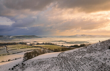 South downs snow covered winter wonderland between mount caburn and Firle beacon East Sussex south east England © SuxxesPhoto
