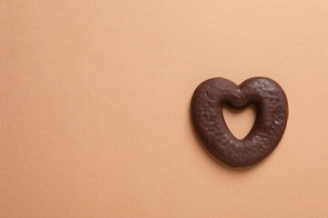 Concept of tasty bakery, gingerbread cookies in chocolate, space for text