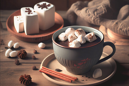 Savor a mug of hot cocoa surrounded by wintery holiday decor. Perfect for a cozy New Year's celebration.
