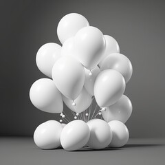 illustration pile of white helium balloons made with generative ai