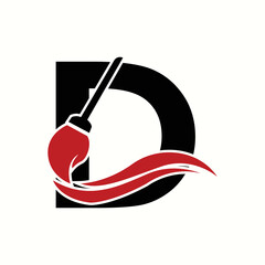 logo letter d with icon broom vector design	