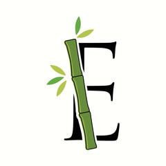 logo letter e with icon bamboo vector design	
