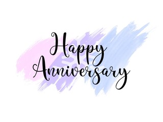 Happy Anniversary writing with heart background, colorful, cheerfull, invitation card, celebration banner.