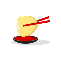 illustration of a dumpling or dim sum. chinese food vector illustration.
