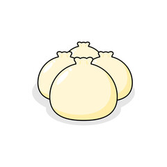 illustration of a three dumpling or dim sum. chinese food vector illustration.
