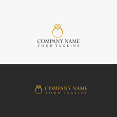 Elegant Diamond Logo Design Template. Diamond Ring Logo Template.