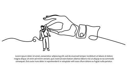 Continuous line design of hands lifting people up. Leadership and motivation concept design. Decorative elements drawn on a white background.