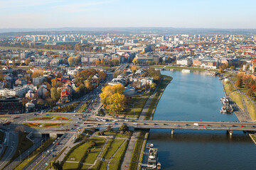 Krakow panorama city view of Wawel Royal Castle