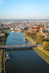 Obraz premium Krakow panorama city view of Wawel Royal Castle