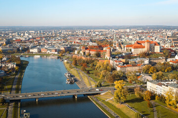 Fototapeta na wymiar Krakow panorama city view of Wawel Royal Castle