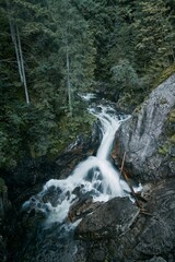 Fototapeta na wymiar Beautiful waterfall in the mountains. Amazing nature in Poland, Europe.