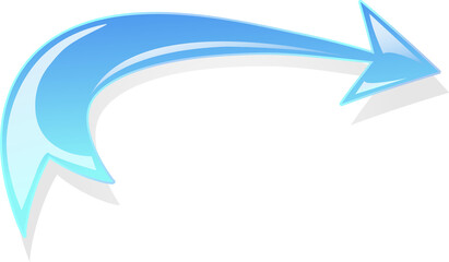 Blue Curved Arrow Made of Glass