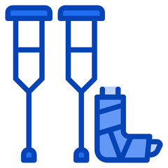 Crutches blue icon