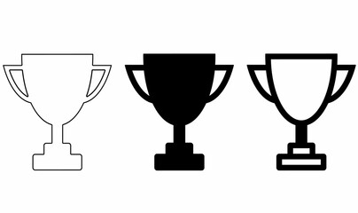 outline silhouette trophy icon set isolated on white background
