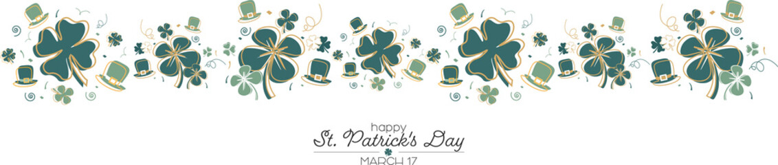 Happy St. Patrick's Day banner. Transparent background.