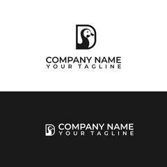 Duck logo design. Letter D with duck face vector for brand, shop or others