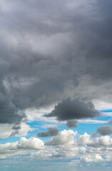 Fantastic soft thunderclouds, sky panorama