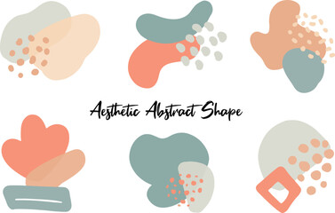 a set of aesthetic modern abstract shape with trendy color