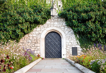 Fairytale door gates around plants and flowers