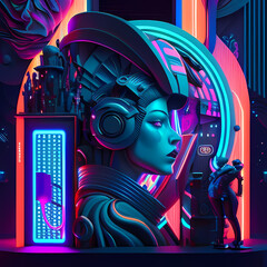 Modern Fantastic Illustration: A Dreamlike Scene of colorful Fantasy and detailed Glow