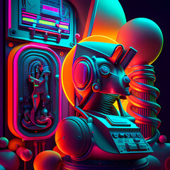 Modern Fantastic Illustration: A Dreamlike Scene of colorful Fantasy and detailed Glow