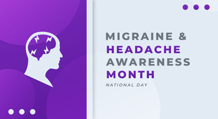 Happy National Migraine and Headache Awareness Month Celebration Vector Design Illustration for Background, Poster, Banner, Advertising, Greeting Card