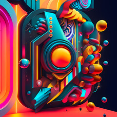 Obraz premium Modern Fantastic Illustration: A Dreamlike Scene of colorful Fantasy and detailed Glow